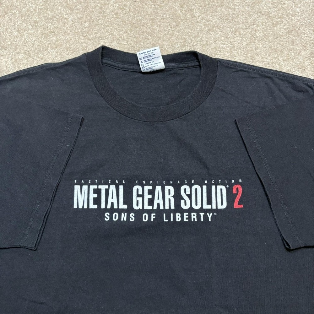 Vtg Metal Gear Solid 2 Shirt Mens Large Black Video Game Sons Of Liberty Tee